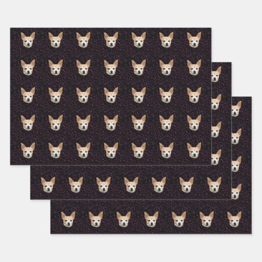 Feuille De Papier Cadeau Chien de Chihuahua charmant Élégant Motif violet P (Lot)