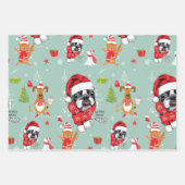 Feuille De Papier Cadeau Chien de France Noël Père Noël Enveloppement Papie (Devant)