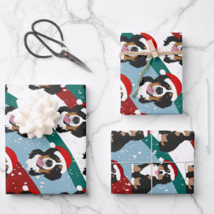 Feuille De Papier Cadeau Chien de montagne bernois de Noël