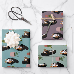 Feuille De Papier Cadeau Chien de montagne bernois et plantes fourragères