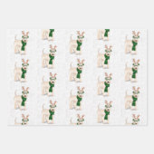 Feuille De Papier Cadeau Chien de Noël de Terrier roux et Plaid vert (Devant 2)