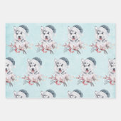 Feuille De Papier Cadeau Chien de Noël Husky dans un chapeau de Père Noël (Devant 3)