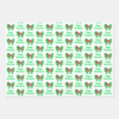 Feuille De Papier Cadeau Chien de Noël Tibétain Terrier et Bow vert (Devant 3)
