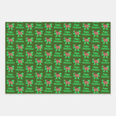 Feuille De Papier Cadeau Chien de Noël Tibétain Terrier et Bow vert (Devant 2)