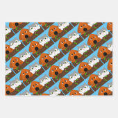 Feuille De Papier Cadeau Chien et chat sur une branche (Devant)