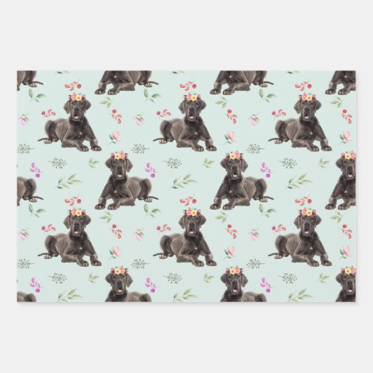 Feuille De Papier Cadeau Chien Floral Great Dane Motif, Chien Fan Cadeau (Devant)