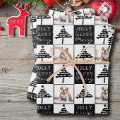 Feuille De Papier Cadeau Chien mignon Chien Chiot Pet Photo Black Christmas