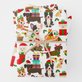 Feuille De Papier Cadeau Chien mignon de Noël (En situation)