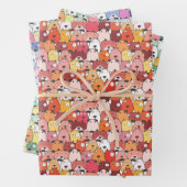 Feuille De Papier Cadeau Chien mignon motif bleu rouge vert (En situation)