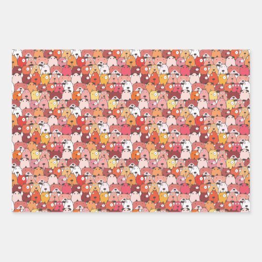 Feuille De Papier Cadeau Chien mignon motif bleu rouge vert (Devant)