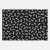 Feuille De Papier Cadeau Chien Paws Bones Amoureux de les chiens Motif noir (Devant 2)