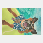 Feuille De Papier Cadeau Chien surf (Devant 2)