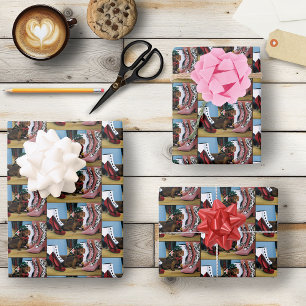 Feuille De Papier Cadeau Chien teckel steampunk Bottes victoriennes