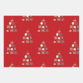 Feuille De Papier Cadeau Chien Thème Rouge Noël (Devant)