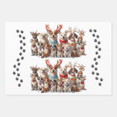 Feuille De Papier Cadeau Chiens chiots de Noël mignons (Devant 2)