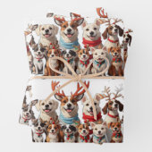 Feuille De Papier Cadeau Chiens chiots de Noël mignons (En situation)