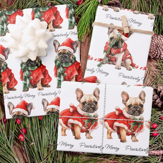 Feuille De Papier Cadeau Chiens de Chiens de Chiens de Fête Noël
