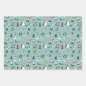 Feuille De Papier Cadeau Chiens de Fêtes en Motif de pulls de Noël (Devant)