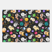 Feuille De Papier Cadeau Chiens de l'espace Aquarelle Astronaut Chiots (Devant)