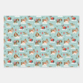 Feuille De Papier Cadeau Chiens de Noël en Motif d'Écharpes douillettes (Devant 3)