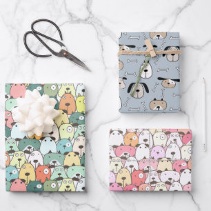 Feuille De Papier Cadeau Chiens de Noël Pups
