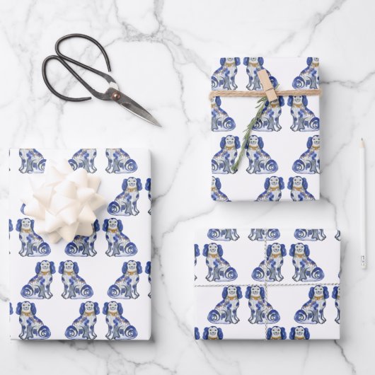 Feuille De Papier Cadeau Chiens de Staffordshire aquarelle (Recto)