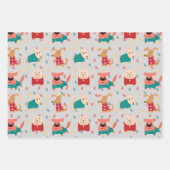 Feuille De Papier Cadeau Chiens en chandail de Noël (Devant 3)