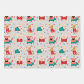Feuille De Papier Cadeau Chiens en chandail de Noël (Devant 2)