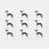Feuille De Papier Cadeau Chiens Grisons Italiens Noirs Et Blancs Avec Paws (Devant)