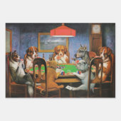 Feuille De Papier Cadeau Chiens jouant au poker par C.M. Coolidge (Devant)