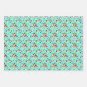 Feuille De Papier Cadeau Chiens mignons Anniversaire Fête Pawty Motif (Devant)