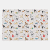 Feuille De Papier Cadeau Chiens mignons Design Motif Blanc (Devant 3)