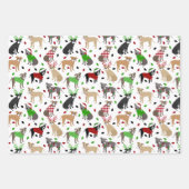 Feuille De Papier Cadeau Chiens Pitbull de Noël (Devant 2)