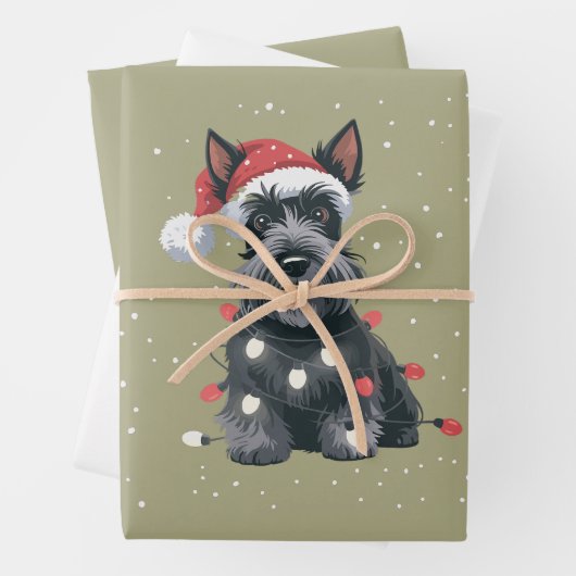 Feuille De Papier Cadeau Chiens Scottie Scottish Terrier Christmas Chien Ma (En situation)