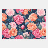 Feuille De Papier Cadeau Chiffon Motif Rose rose rouge (Devant 3)