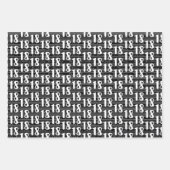 Feuille De Papier Cadeau Chiffres de typographie noir blanc 18e anniversair (Devant)