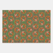 Feuille De Papier Cadeau Chile Pepper Wreaths on Rustic Wood Pattern (Devant)