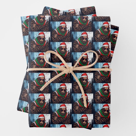Feuille De Papier Cadeau Chilling Bigfoot Santa Claus Funny Sasquatch (En situation)