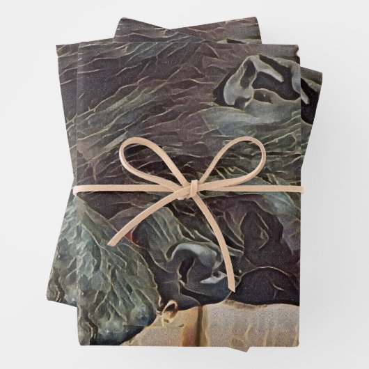 FEUILLE DE PAPIER CADEAU CHIMP ART (En situation)