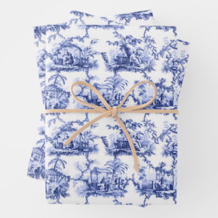 Feuille De Papier Cadeau Chine bleu