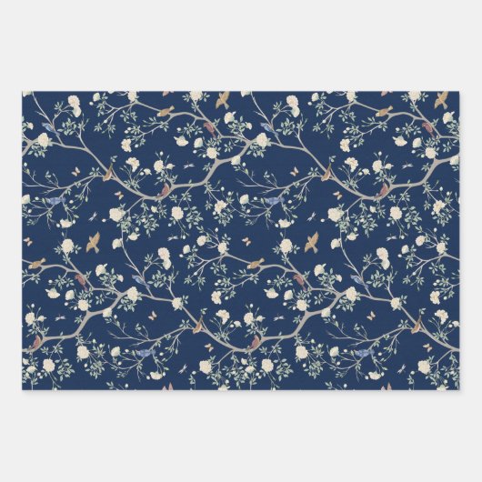 Feuille De Papier Cadeau Chinoiserie Camellia Garden & Key grecque (Devant 3)