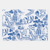 Feuille De Papier Cadeau Chinoiserie Chic Bamboo | Bleu et blanc (Devant 2)