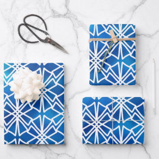 Feuille De Papier Cadeau chinoiserie décor chic bleu et blanc jeté d'oreill