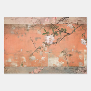 Feuille De Papier Cadeau Chinoiserie Orange Sherbet Collage