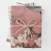 Feuille De Papier Cadeau Chinoiserie Rose Dusty + Mode (En situation)