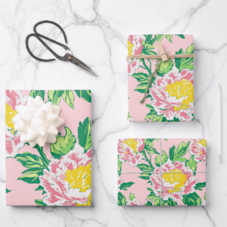 Feuille De Papier Cadeau Chinoiserie rose Floral