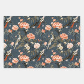 Feuille De Papier Cadeau Chinoiserie sur Denim Blue (Devant 3)
