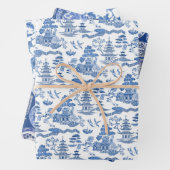Feuille De Papier Cadeau Chinoiserie Toile Blue Willow (En situation)
