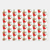 Feuille De Papier Cadeau Chiot de Noël (Devant 3)