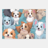 Feuille De Papier Cadeau Chiots mignons de Kawaii (Devant 3)